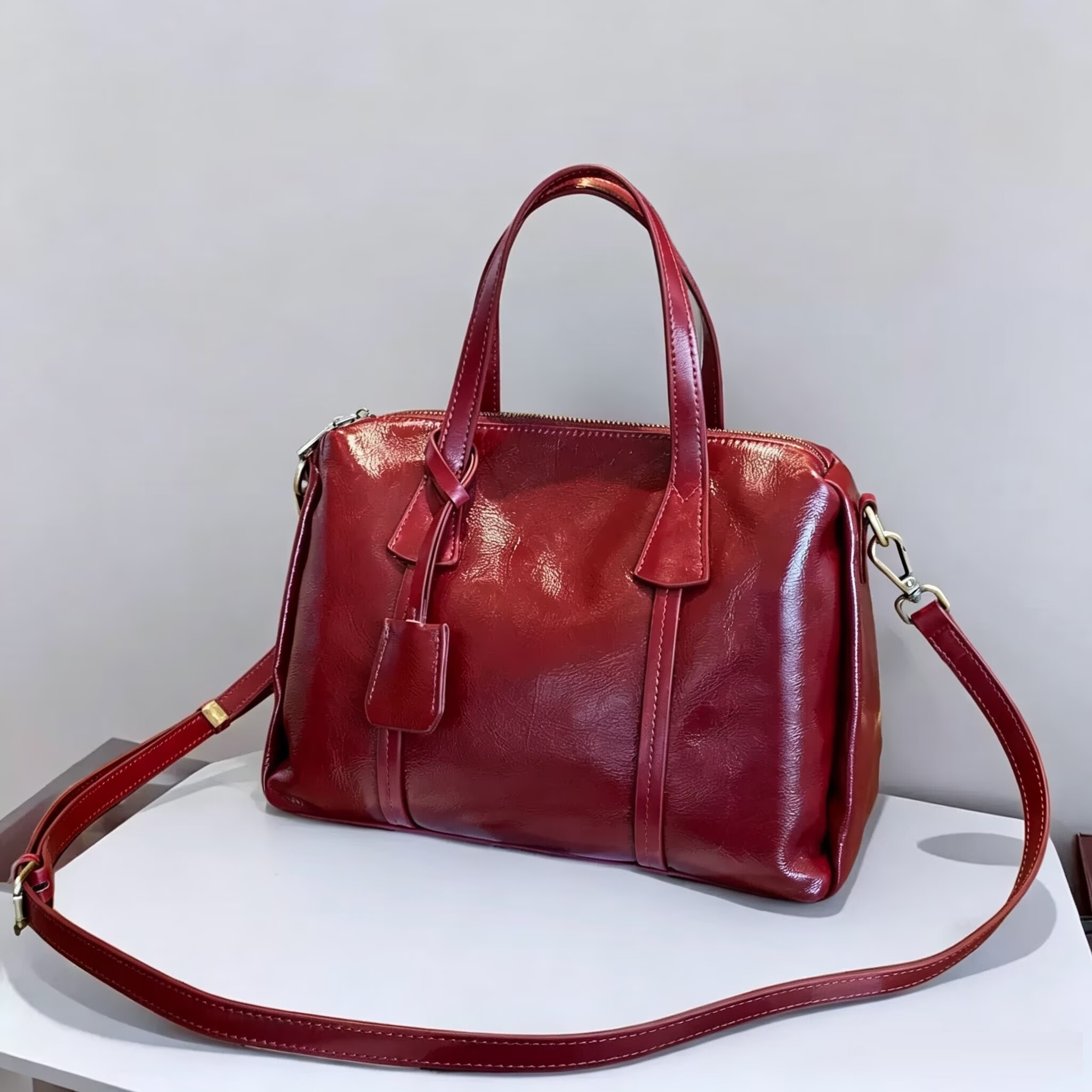 Vintage Real Leather Handbag F - مراجعة Luxury Bags Girls وسعره