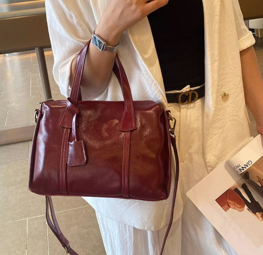 Vintage Real Leather Handbag F - مراجعة Luxury Bags Girls وسعره