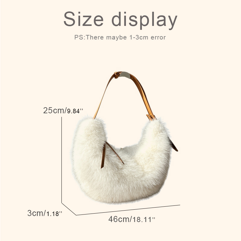 Fashion Faux Fur Half Moon Bag - مراجعة Luxury Bags 2026 وسعره